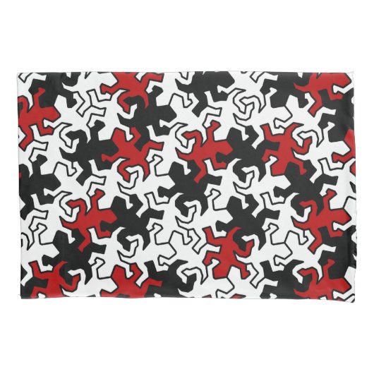 Mosaic Geckos Pattern - rood & blauw zwart wit Kussensloop (Voorkant)
