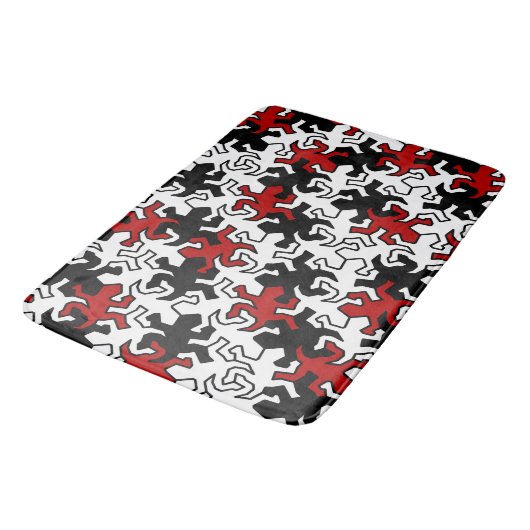 Mosaic Geckos Pattern - rood zwart wit Badmat (Gekanteld)