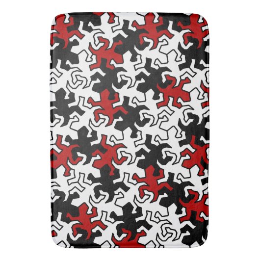 Mosaic Geckos Pattern - rood zwart wit Badmat (Voorkant Verticaal)