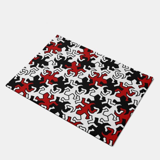 Mosaic Geckos Pattern - rood zwart wit Deurmat (Schuin)
