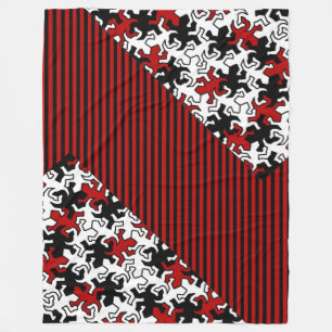 Mosaic Geckos Pattern - rood zwart wit Fleece Deken