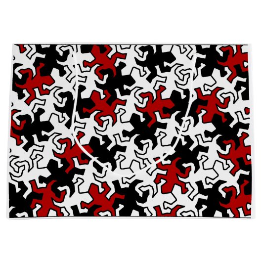 Mosaic Geckos Pattern - rood zwart wit Large Cadeautasje (Voorkant)