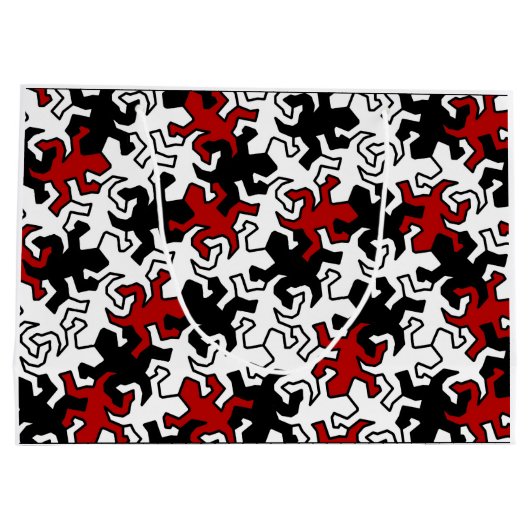Mosaic Geckos Pattern - rood zwart wit Large Cadeautasje (Achterkant)
