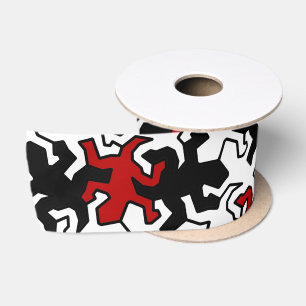 Mosaic Geckos Pattern - rood zwart wit Satijnen Lint