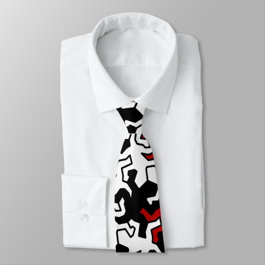 Mosaic Geckos Pattern - rood zwart wit Stropdas (Gebonden)