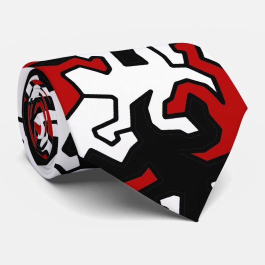 Mosaic Geckos Pattern - rood zwart wit Stropdas (Opgerold)