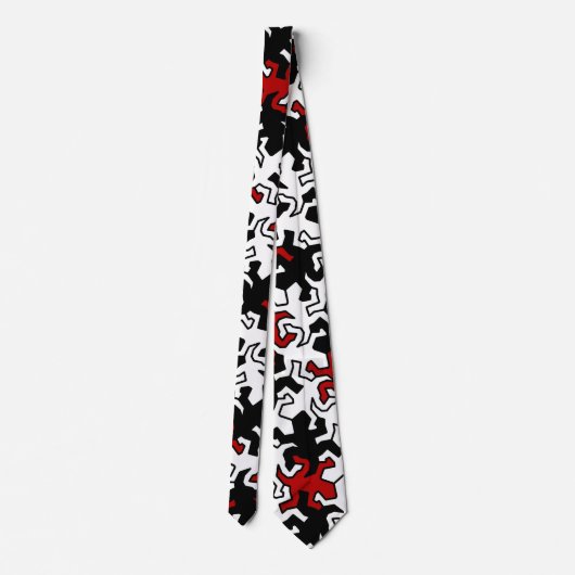 Mosaic Geckos Pattern - rood zwart wit Stropdas (Achterkant)