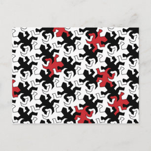 Mosaic Geckos - rood zwart wit Briefkaart