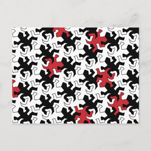 Mosaic Geckos - rood zwart wit Briefkaart (Voorkant)