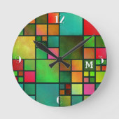 Mosaic Geometric Pattern Monogram Wall klok (Voorkant)