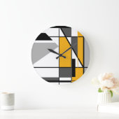 Mosaic Gold White Grey Black Geometric Abstract Grote Klok (Huis)