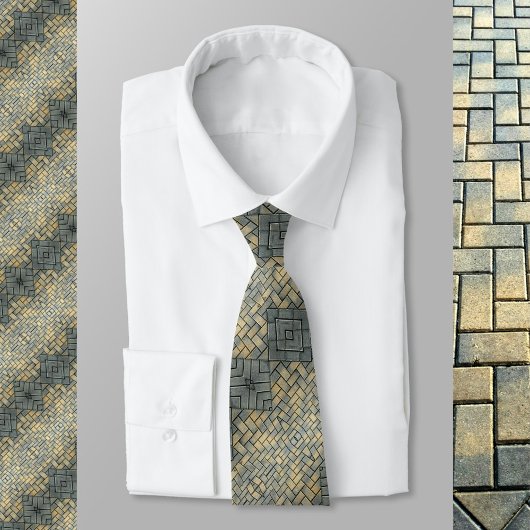 Mosaic Grey and Mustard Bricks Stropdas