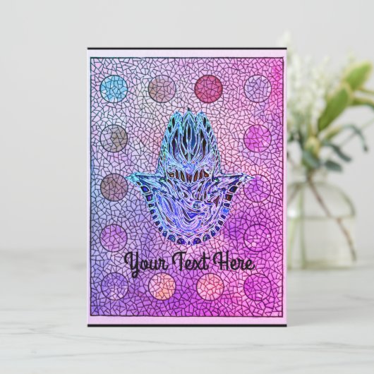 Mosaic Hamsa Handmatige uitnodiging (Staand voorkant)
