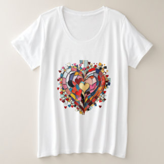 Mosaic Heart of Love Grote Maat T-shirt