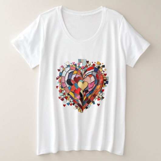 Mosaic Heart of Love Grote Maat T-shirt (Design voorkant)