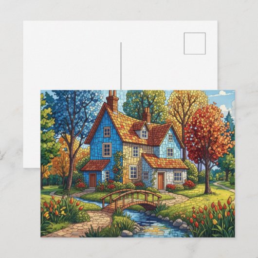 Mosaic House by the Stream Postcard Briefkaart (Voorkant / Achterkant)