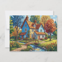 Mosaic House by the Stream Postcard Briefkaart