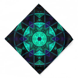 Mosaic Kaleidoscope - Blauwgroen zwart-wit en blau Bandana