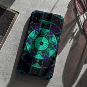 Mosaic Kaleidoscope - Blauwgroen zwart-wit en blau Case-Mate iPhone Case