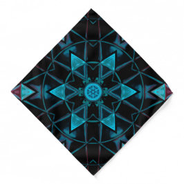 Mosaic Kaleidoscope Flower Blue and Black Bandana