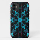 Mosaic Kaleidoscope Flower Blue and Black Case-Mate iPhone Case (Achterkant)
