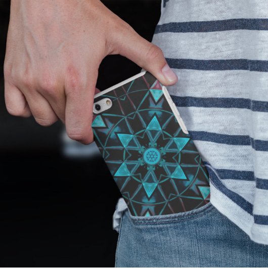 Mosaic Kaleidoscope Flower Blue and Black Case-Mate iPhone Case