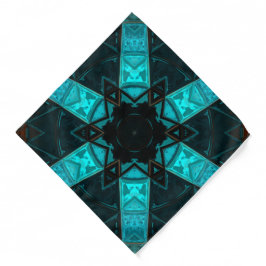 Mosaic Kaleidoscope Flower Blue and Red Bandana