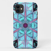 Mosaic Kaleidoscope Flower Blue and Red Case-Mate iPhone Case (Achterkant)