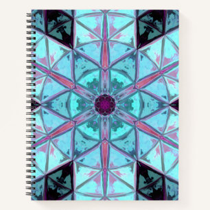 Mosaic Kaleidoscope Flower Blue and Red Notitieboek