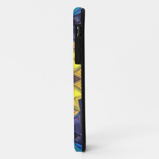 Mosaic Kaleidoscope Flower Blue and Yellow Case-Mate iPhone Case (Achterkant/links)