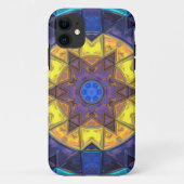 Mosaic Kaleidoscope Flower Blue and Yellow Case-Mate iPhone Case (Achterkant)