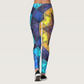Mosaic Kaleidoscope Flower Blue and Yellow Leggings (Achterkant)
