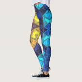 Mosaic Kaleidoscope Flower Blue and Yellow Leggings (Links)