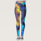 Mosaic Kaleidoscope Flower Blue and Yellow Leggings (Voorkant)