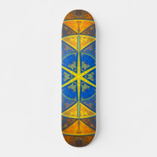 Mosaic Kaleidoscope Flower Blue and Yellow Persoonlijk Skateboard