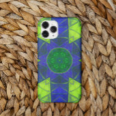 Mosaic Kaleidoscope Flower Blue en Green Case-Mate iPhone Case