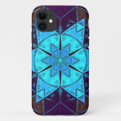 Mosaic Kaleidoscope Flower Blue en Paars Case-Mate iPhone Case (Achterkant)
