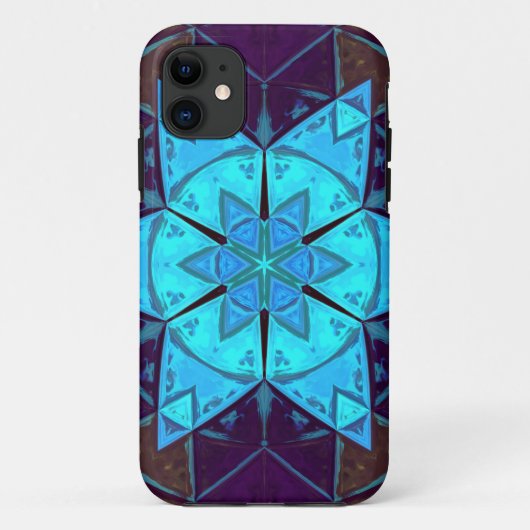 Mosaic Kaleidoscope Flower Blue en Paars Case-Mate iPhone Case (Achterkant)
