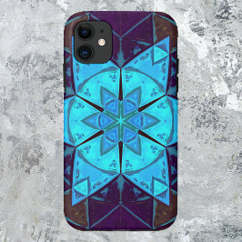 Mosaic Kaleidoscope Flower Blue en Paars Case-Mate iPhone Case