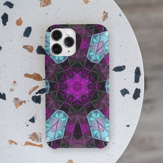 Mosaic Kaleidoscope Flower Blue en Paars Case-Mate iPhone Case