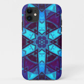 Mosaic Kaleidoscope Flower Blue en Paars Case-Mate iPhone Case (Achterkant)