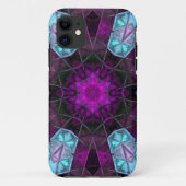 Mosaic Kaleidoscope Flower Blue en Paars Case-Mate iPhone Case (Achterkant)