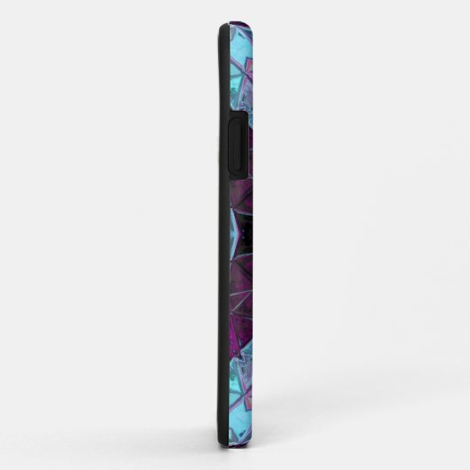 Mosaic Kaleidoscope Flower Blue en Paars Case-Mate iPhone Case (Achterkant/rechts)