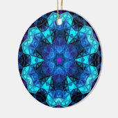 Mosaic Kaleidoscope Flower Blue en Paars Keramisch Ornament (Links)
