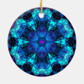Mosaic Kaleidoscope Flower Blue en Paars Keramisch Ornament (Achterkant)