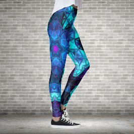 Mosaic Kaleidoscope Flower Blue en Paars Leggings