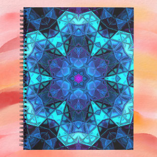 Mosaic Kaleidoscope Flower Blue en Paars Notitieboek