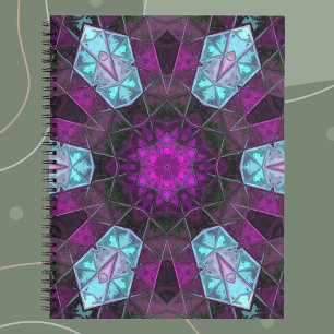 Mosaic Kaleidoscope Flower Blue en Paars Notitieboek