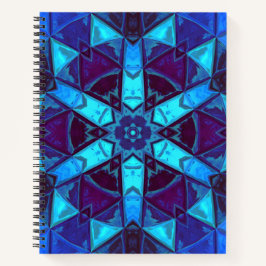 Mosaic Kaleidoscope Flower Blue en Paars Notitieboek
