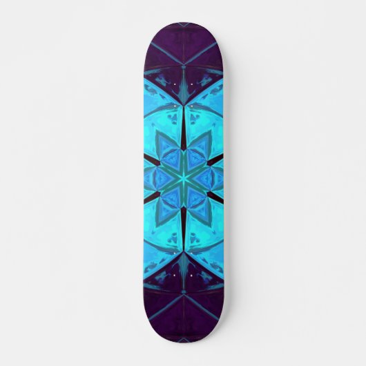 Mosaic Kaleidoscope Flower Blue en Paars Persoonlijk Skateboard (Voorkant)
